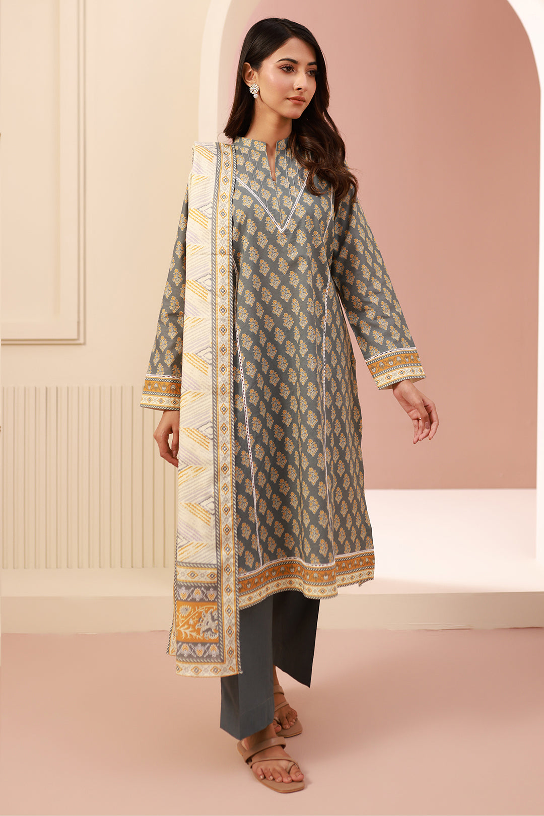 Zellbury | Unstitched 3 Piece Cambric | Shirt Shalwar Dupatta - 0626 - House Of Zarish