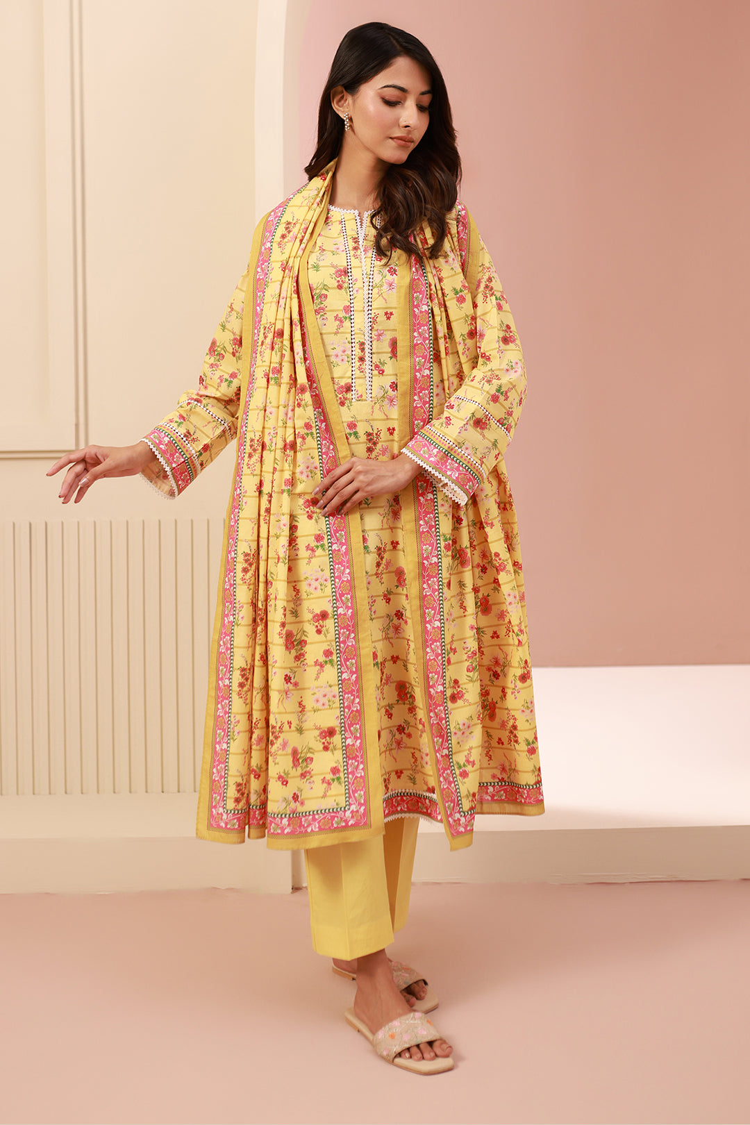 Zellbury | Unstitched 3 Piece Cambric | Shirt Shalwar Dupatta - 0627 - House Of Zarish