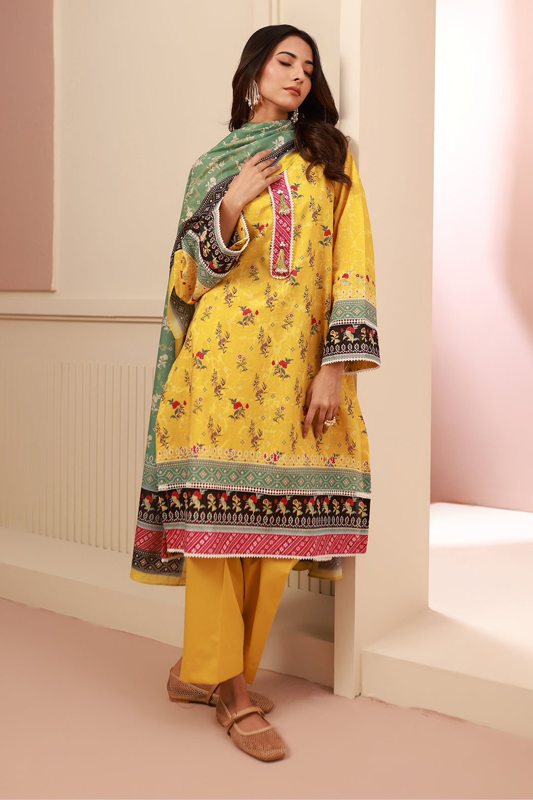 Zellbury | Unstitched 3 Piece Cambric | Shirt Shalwar Dupatta - 0631 - House Of Zarish