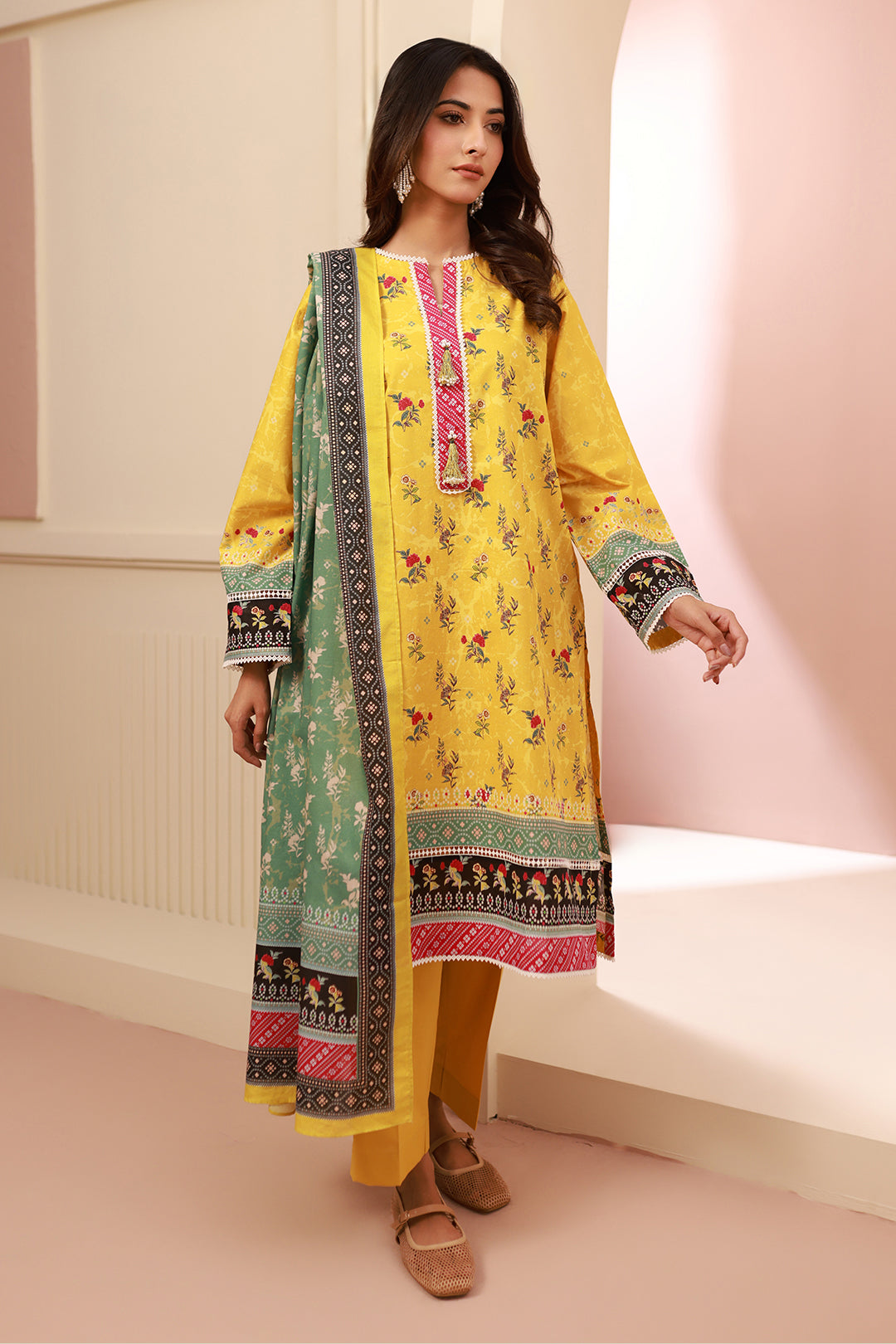 Zellbury | Unstitched 3 Piece Cambric | Shirt Shalwar Dupatta - 0631 - House Of Zarish