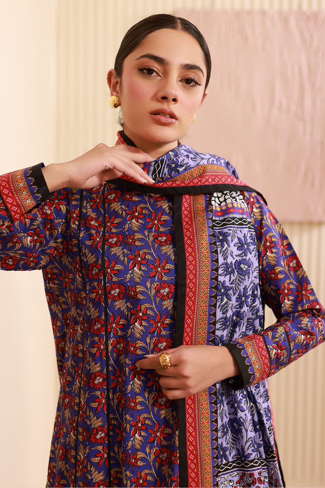 Zellbury | Unstitched 3 Piece Cambric | Shirt Shalwar Dupatta - 0632 - House Of Zarish