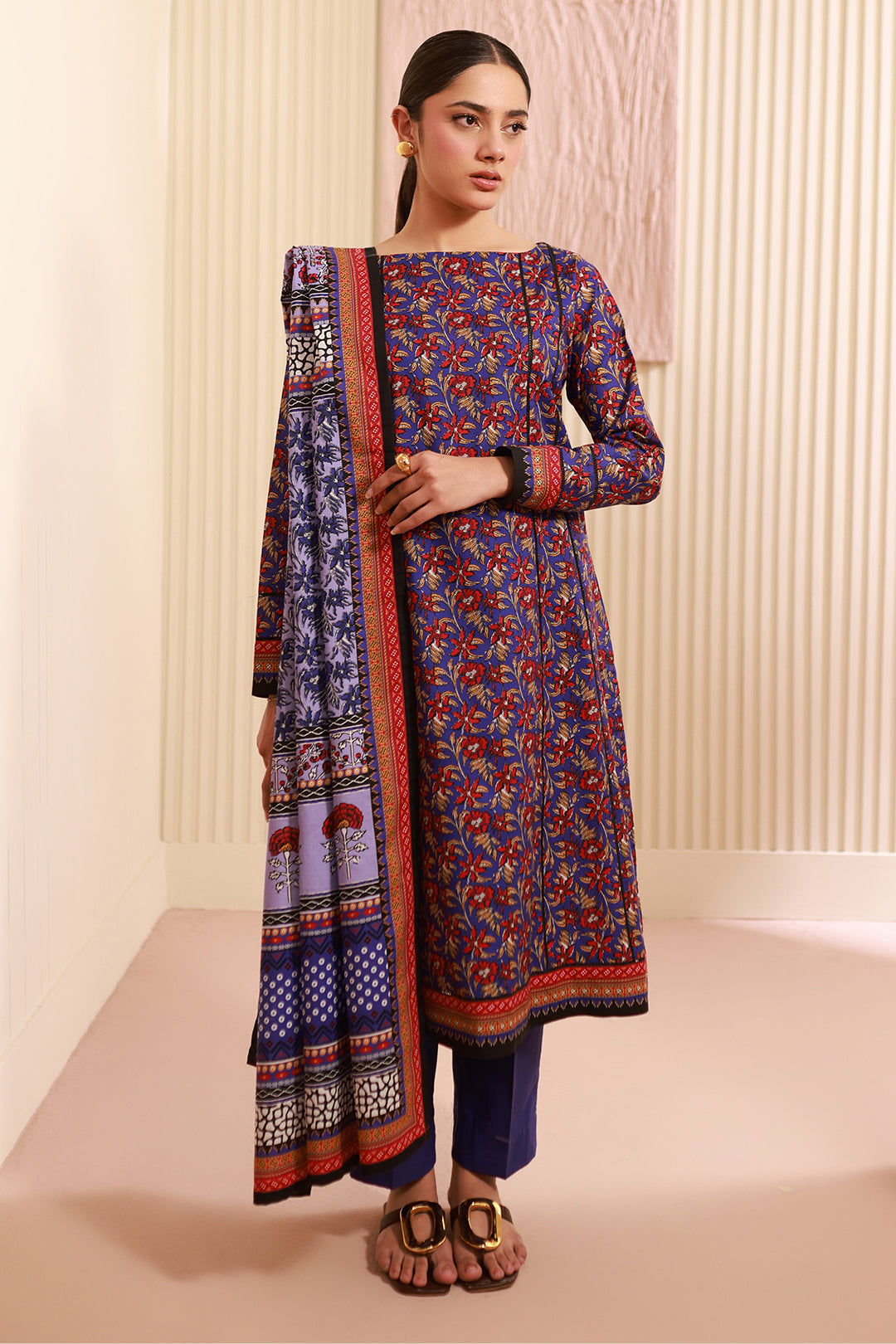 Zellbury | Unstitched 3 Piece Cambric | Shirt Shalwar Dupatta - 0632 - House Of Zarish