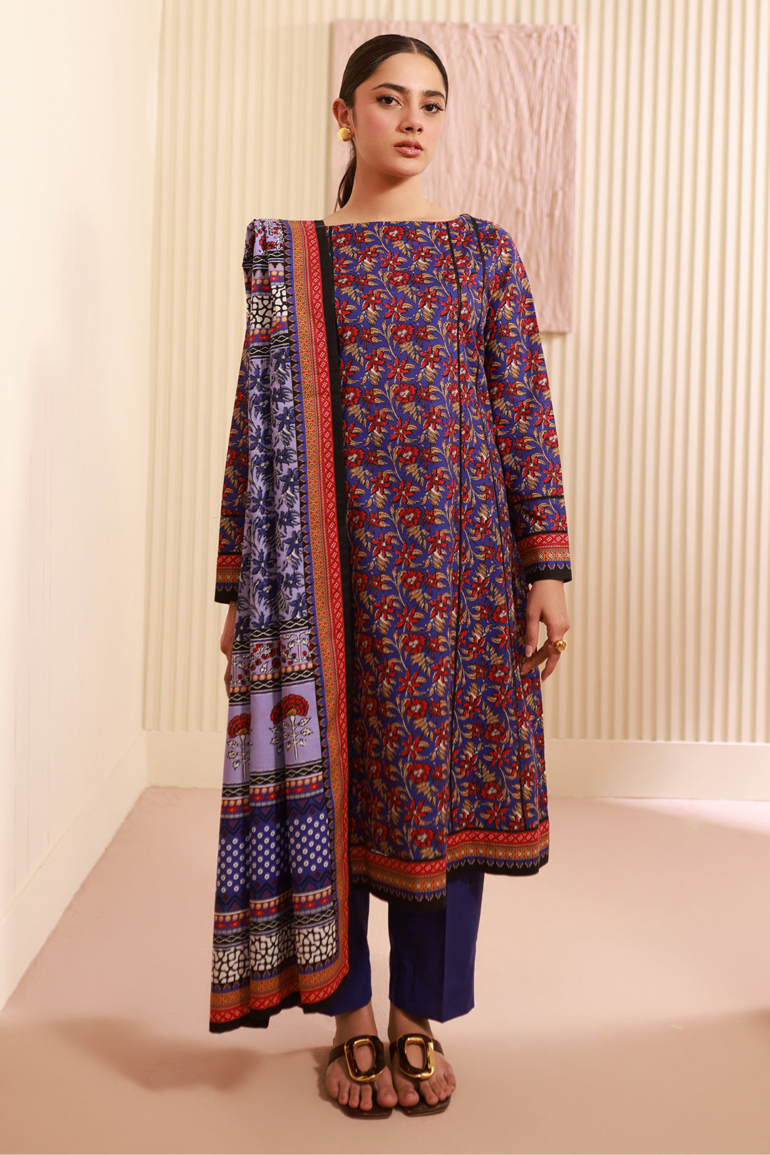 Zellbury | Unstitched 3 Piece Cambric | Shirt Shalwar Dupatta - 0632 - House Of Zarish