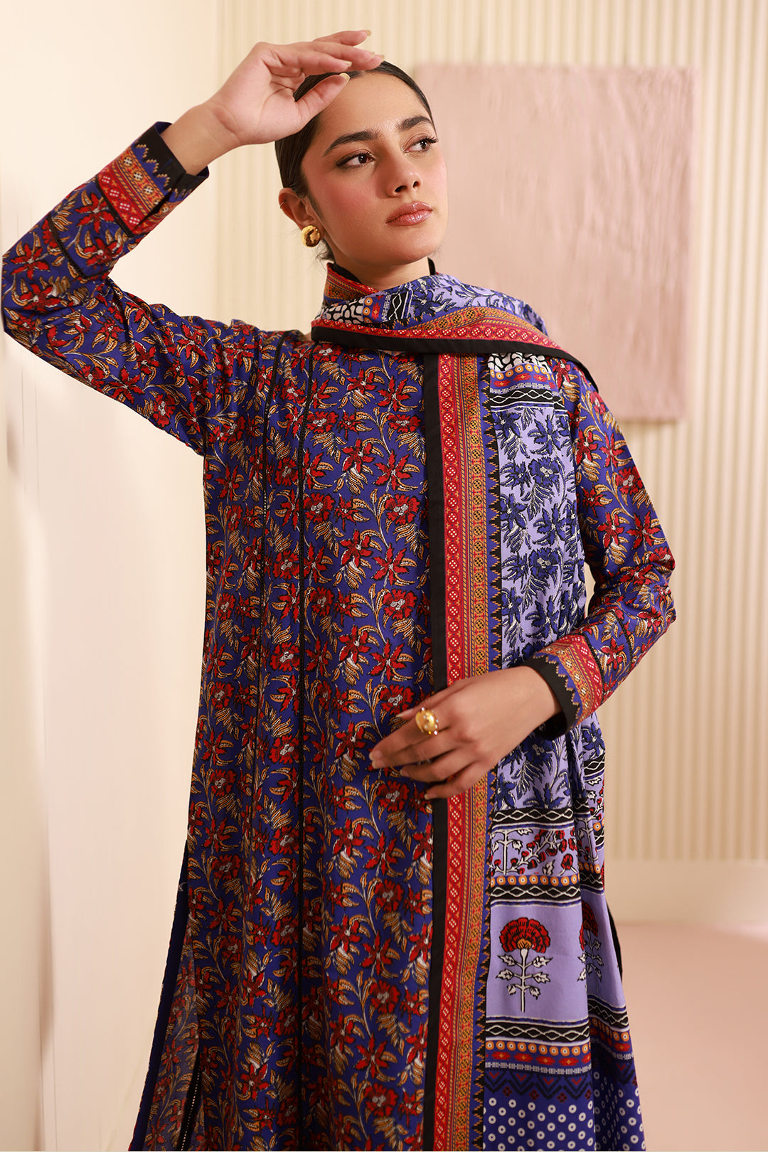 Zellbury | Unstitched 3 Piece Cambric | Shirt Shalwar Dupatta - 0632 - House Of Zarish