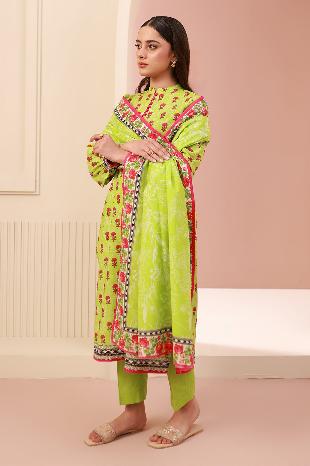 Zellbury | Unstitched 3 Piece Cambric | Shirt Shalwar Dupatta - 0634 - House Of Zarish