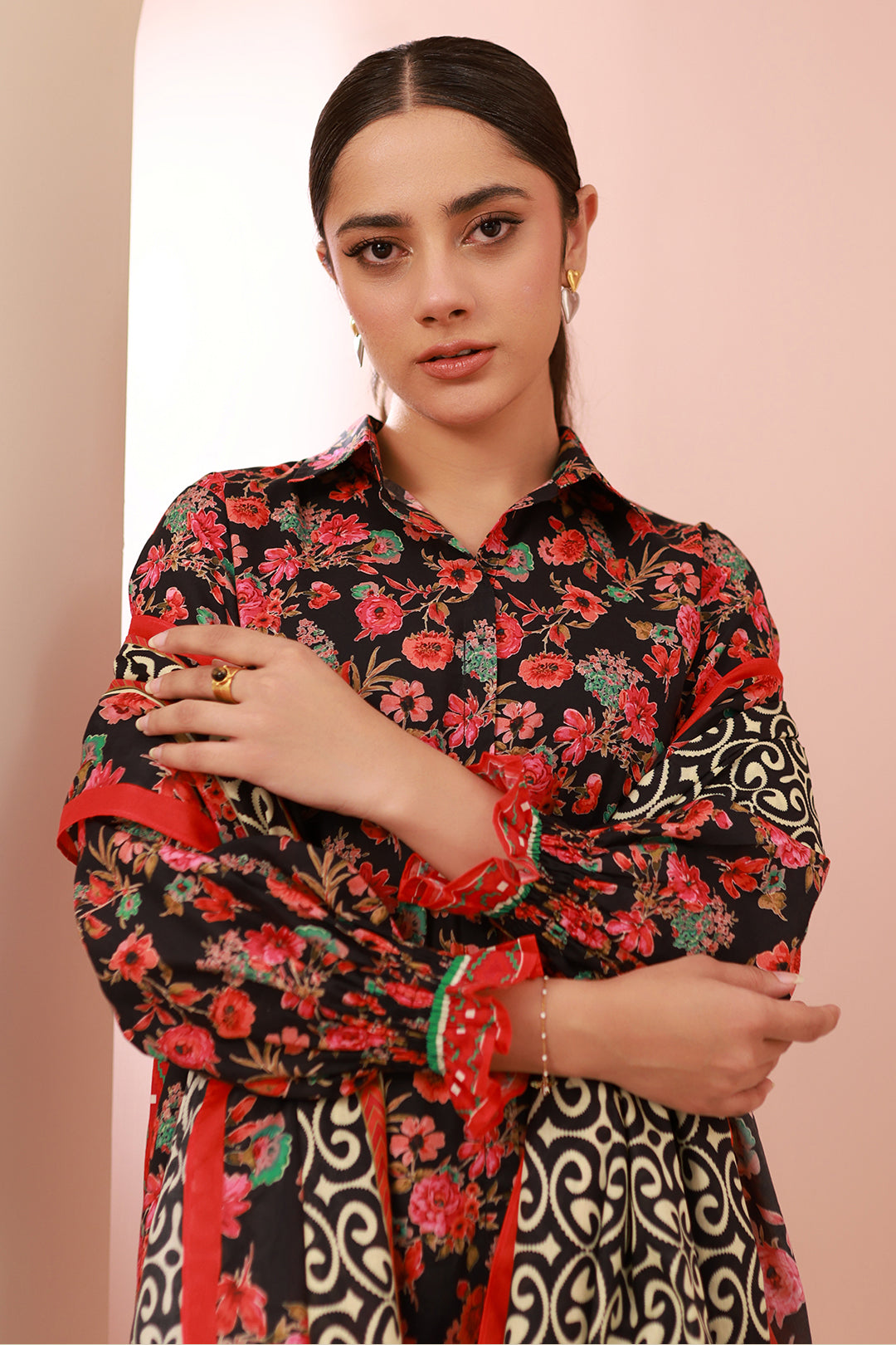 Zellbury | Unstitched 3 Piece Cambric | Shirt Shalwar Dupatta - 0636 - House Of Zarish