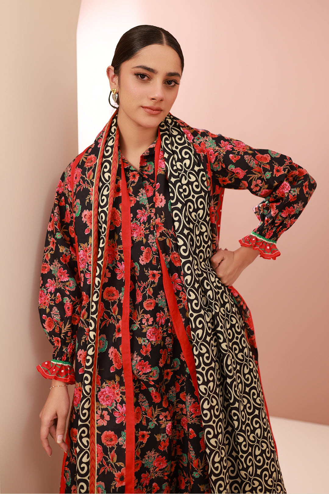 Zellbury | Unstitched 3 Piece Cambric | Shirt Shalwar Dupatta - 0636 - House Of Zarish
