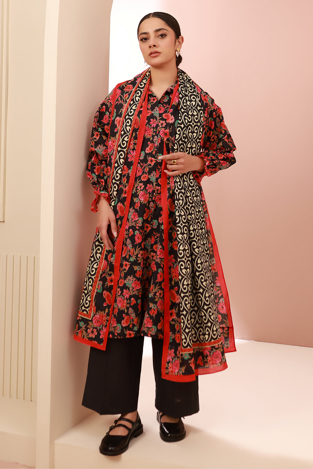 Zellbury | Unstitched 3 Piece Cambric | Shirt Shalwar Dupatta - 0636 - House Of Zarish