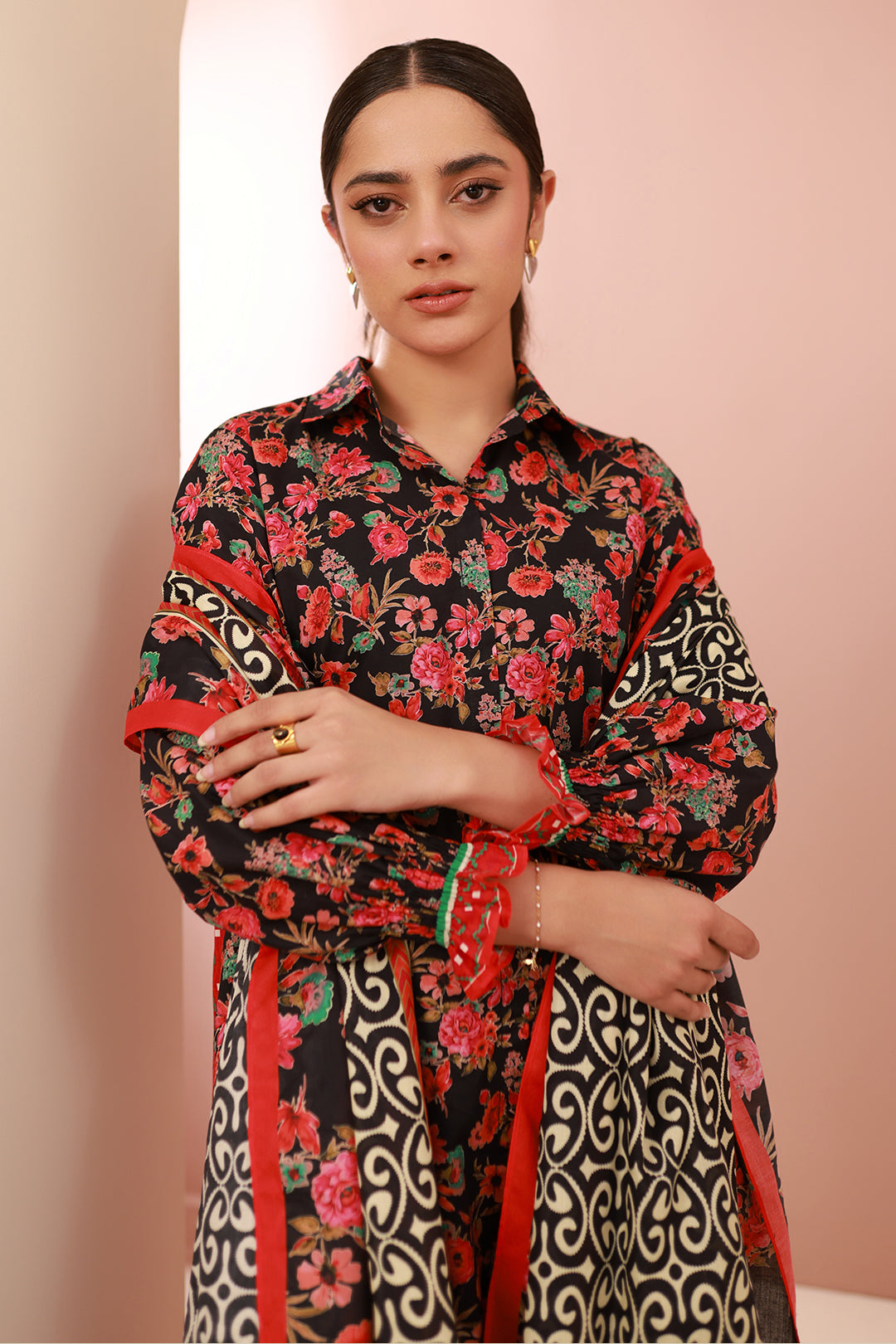 Zellbury | Unstitched 3 Piece Cambric | Shirt Shalwar Dupatta - 0636 - House Of Zarish