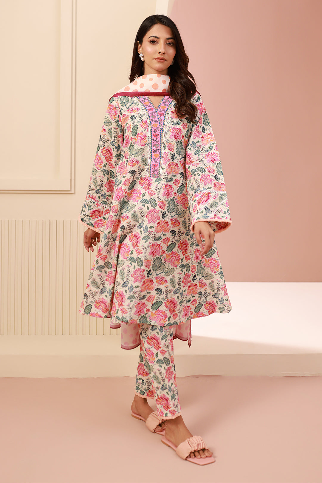 Zellbury | Unstitched 3 Piece Cambric | Shirt Shalwar Dupatta - 0640 - House Of Zarish