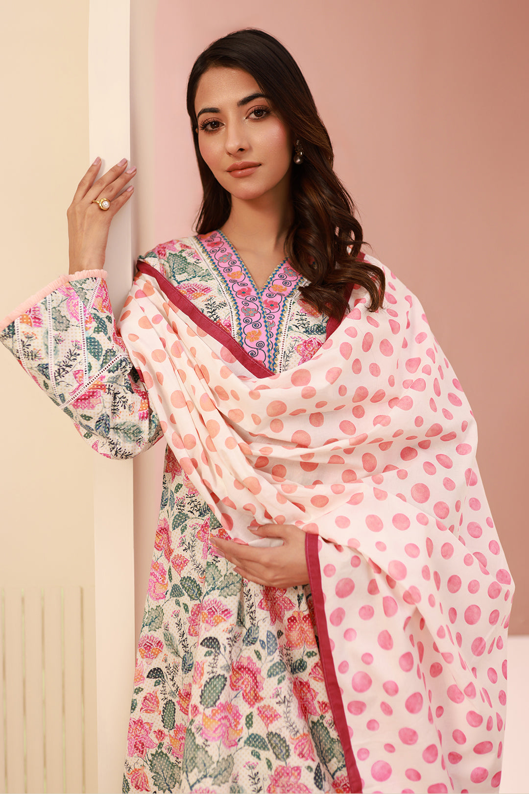 Zellbury | Unstitched 3 Piece Cambric | Shirt Shalwar Dupatta - 0640 - House Of Zarish