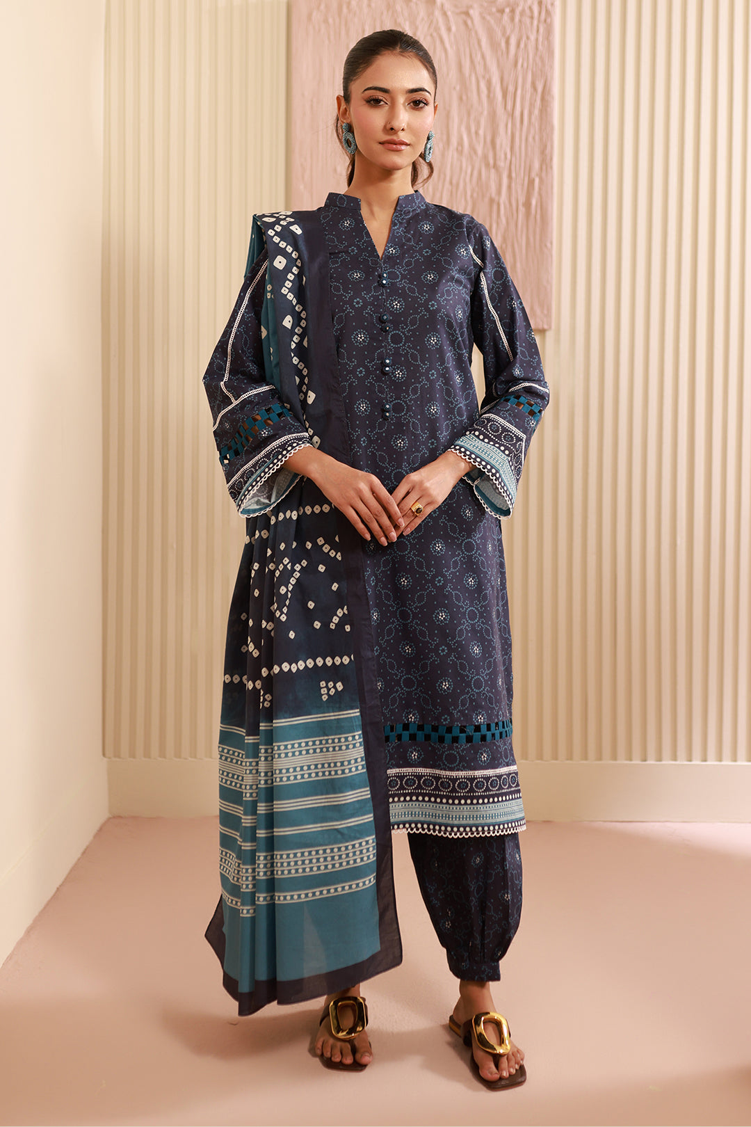 Zellbury | Unstitched 3 Piece Cambric | Shirt Shalwar Dupatta - 0642 - House Of Zarish