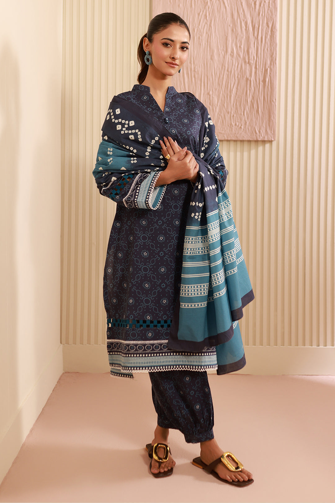 Zellbury | Unstitched 3 Piece Cambric | Shirt Shalwar Dupatta - 0642 - House Of Zarish