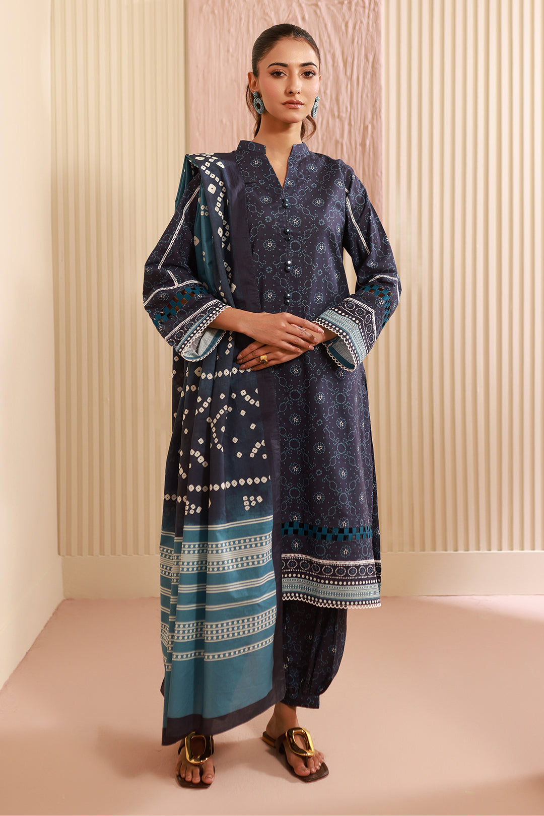 Zellbury | Unstitched 3 Piece Cambric | Shirt Shalwar Dupatta - 0642 - House Of Zarish