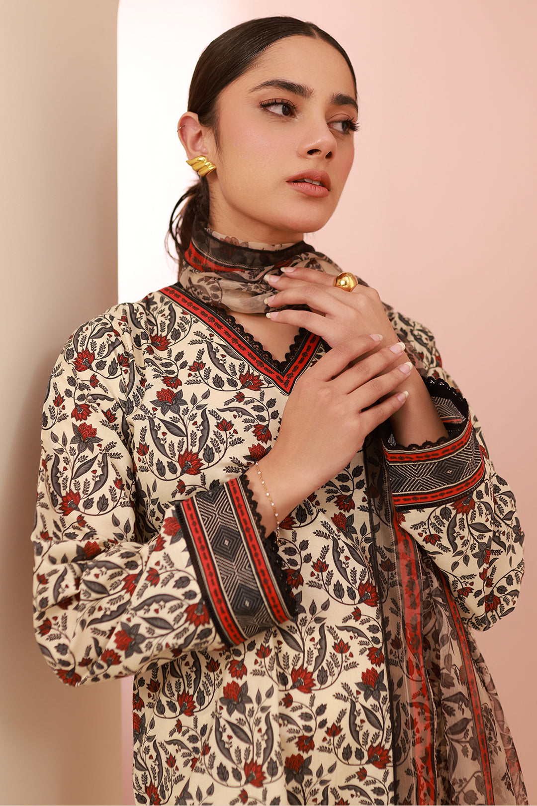 Zellbury | Unstitched 3 Piece Cambric | Shirt Shalwar Dupatta - 0658 - House Of Zarish