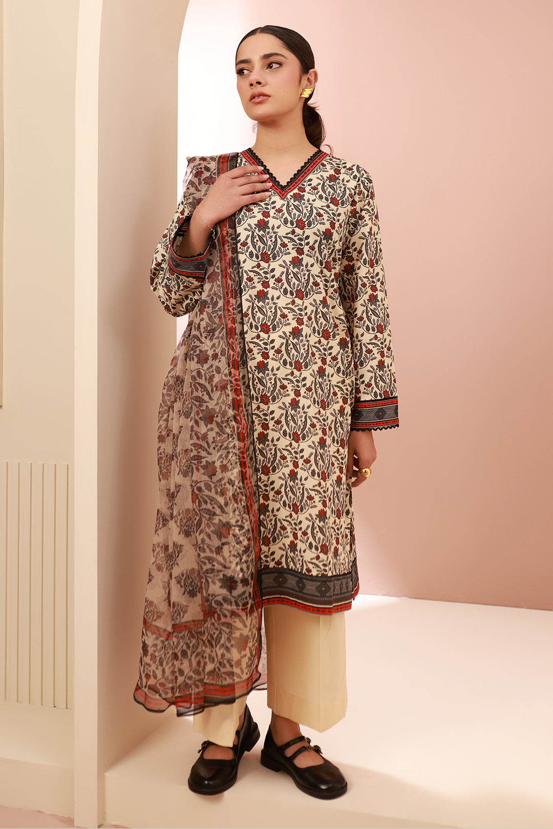 Zellbury | Unstitched 3 Piece Cambric | Shirt Shalwar Dupatta - 0658 - House Of Zarish