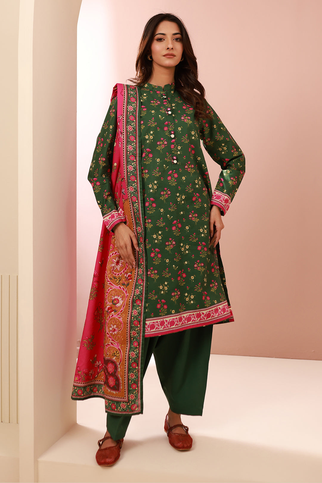 Zellbury | Unstitched 3 Piece Cambric | Shirt Shalwar Dupatta - 0662 - House Of Zarish