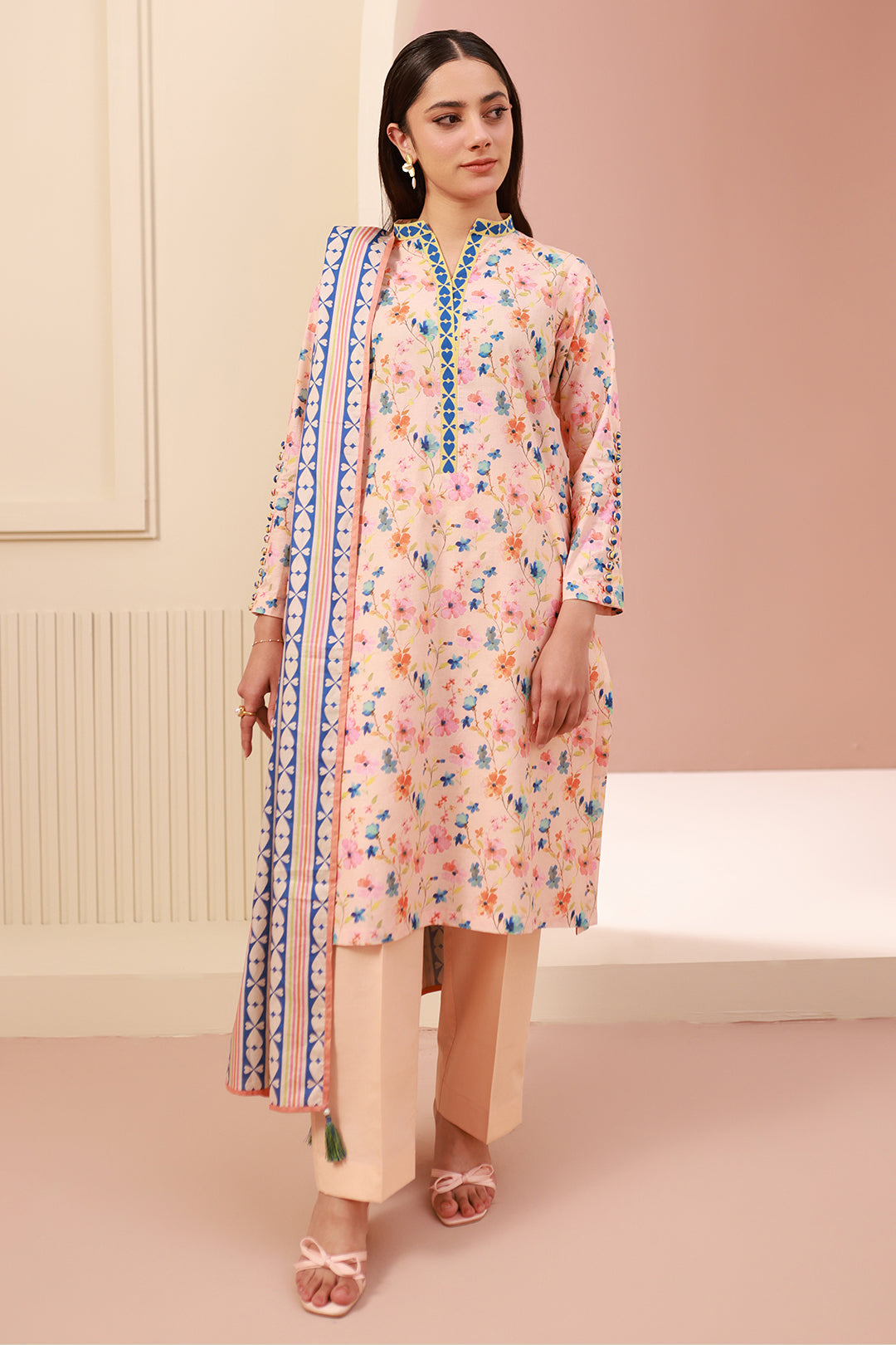 Zellbury | Unstitched 3 Piece Cambric | Shirt Shalwar Dupatta - 0664 - House Of Zarish