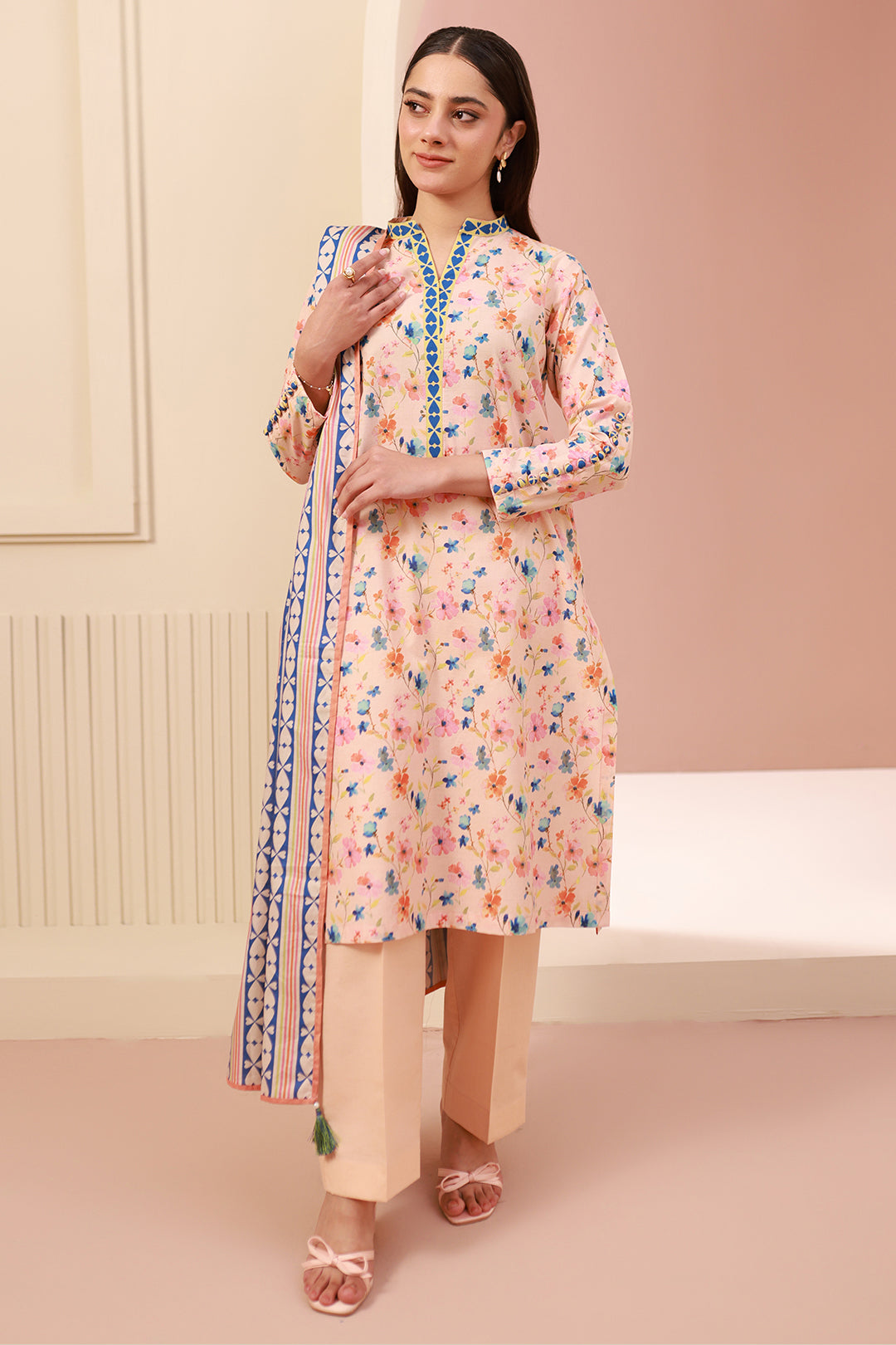Zellbury | Unstitched 3 Piece Cambric | Shirt Shalwar Dupatta - 0664 - House Of Zarish