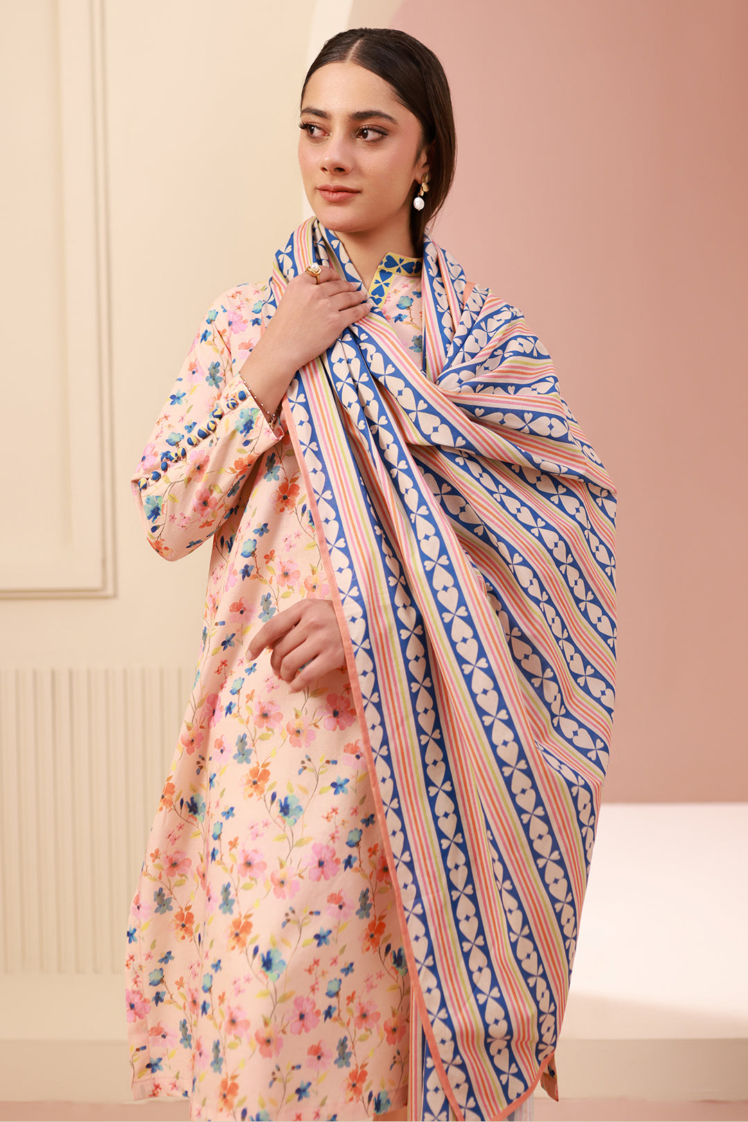 Zellbury | Unstitched 3 Piece Cambric | Shirt Shalwar Dupatta - 0664 - House Of Zarish
