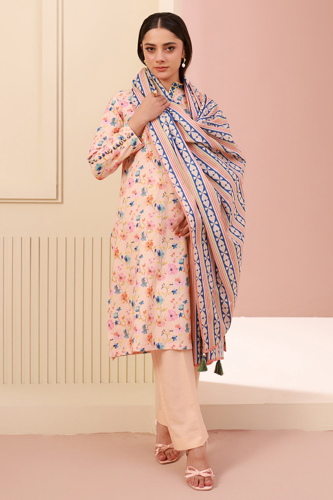 Zellbury | Unstitched 3 Piece Cambric | Shirt Shalwar Dupatta - 0664 - House Of Zarish