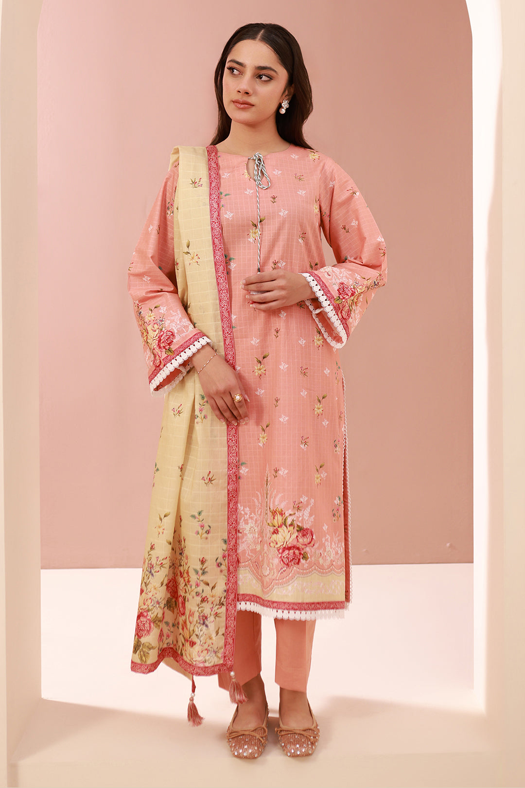 Zellbury | Unstitched 3 Piece Cambric | Shirt Shalwar Dupatta - 0665 - House Of Zarish