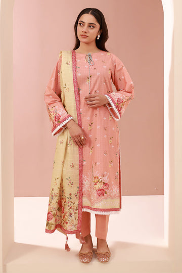 Zellbury | Unstitched 3 Piece Cambric | Shirt Shalwar Dupatta - 0665 - House Of Zarish