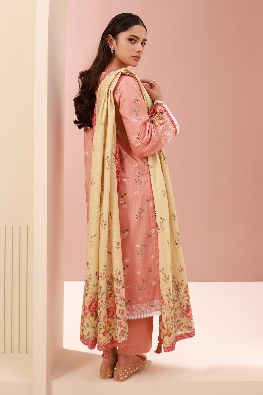 Zellbury | Unstitched 3 Piece Cambric | Shirt Shalwar Dupatta - 0665 - House Of Zarish