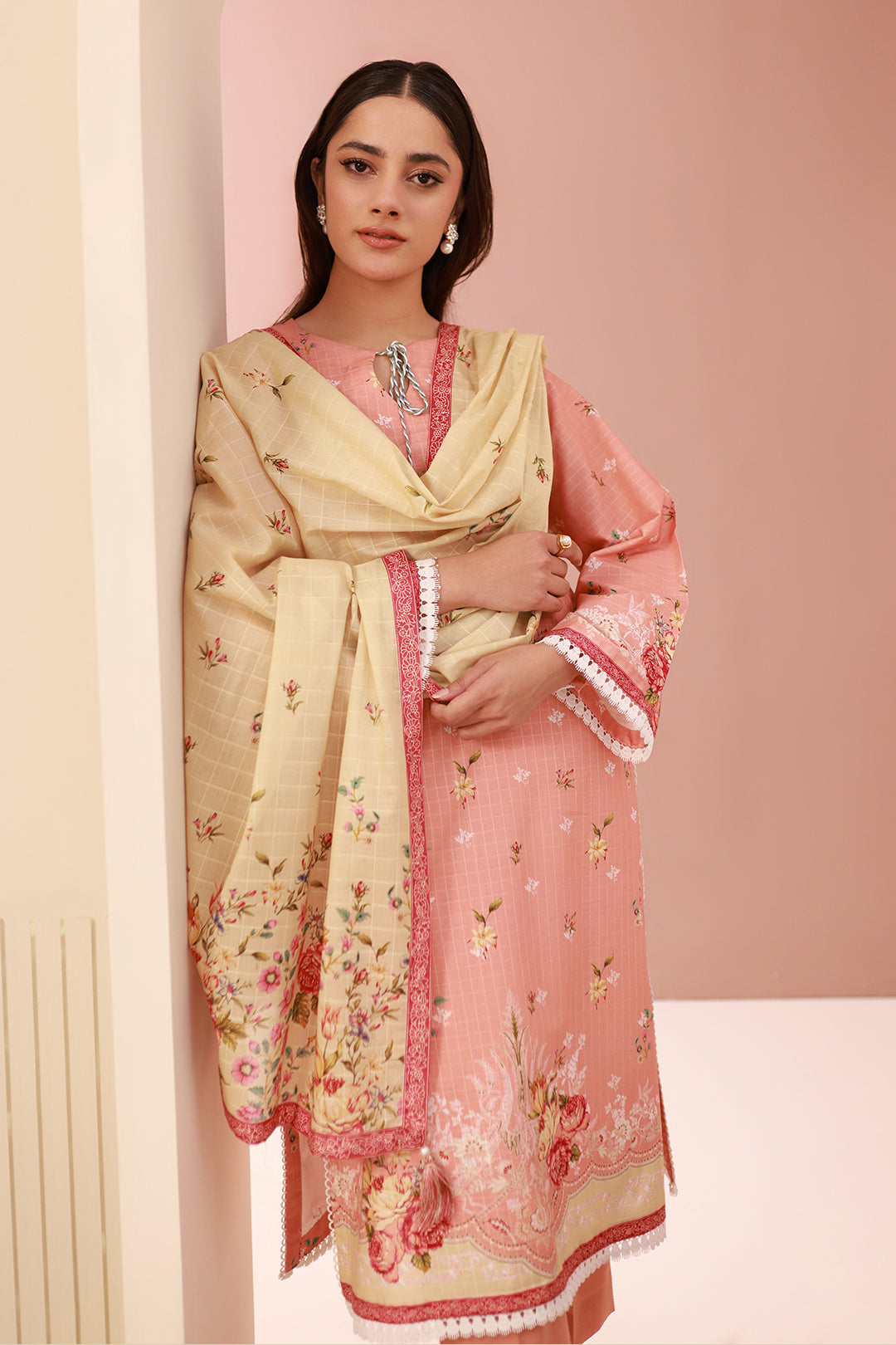Zellbury | Unstitched 3 Piece Cambric | Shirt Shalwar Dupatta - 0665 - House Of Zarish