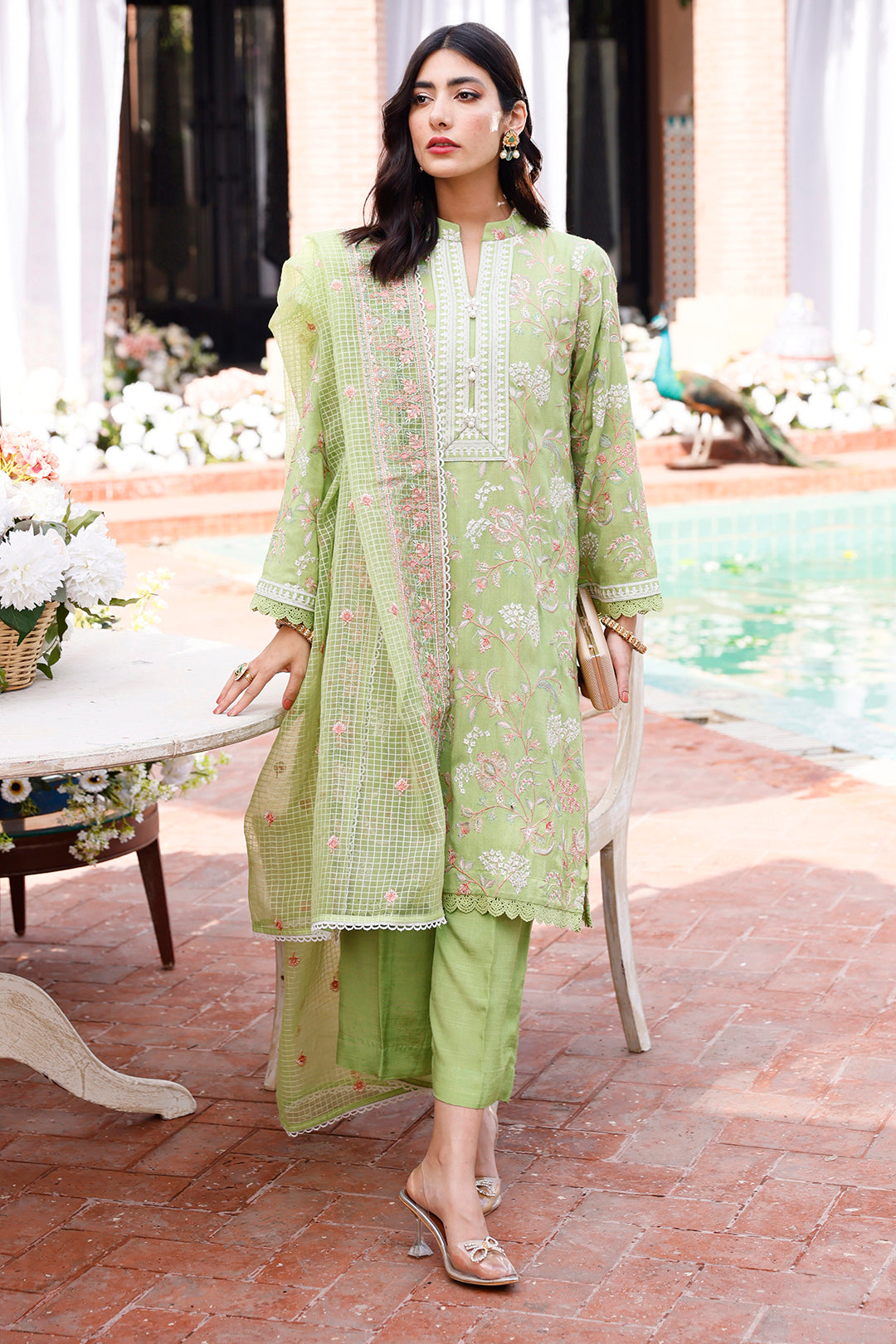 Zellbury | Unstitched 3 Piece Cotton | Embroidered Shirt Shalwar Dupatta - 0290 - House Of Zarish