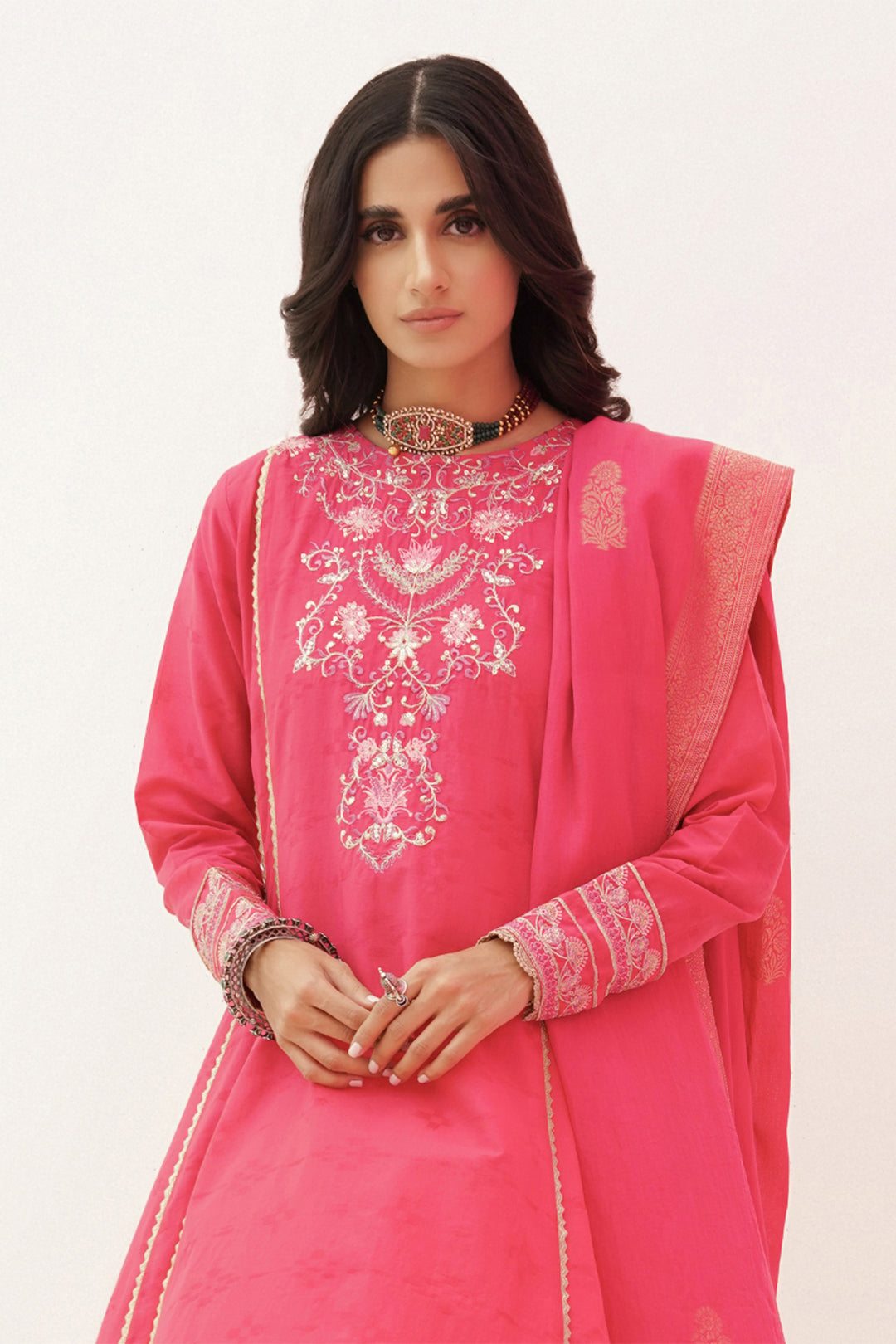 Zellbury | Unstitched 3 Piece Lawn | Embroidered Shirt Shalwar Dupatta - 0351 - House Of Zarish