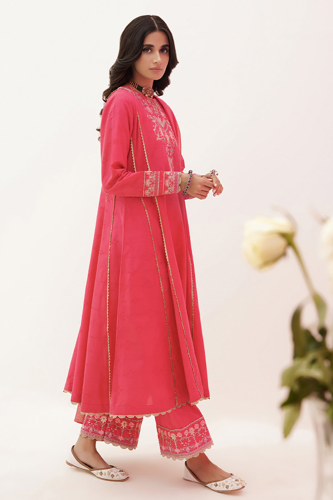Zellbury | Unstitched 3 Piece Lawn | Embroidered Shirt Shalwar Dupatta - 0351 - House Of Zarish
