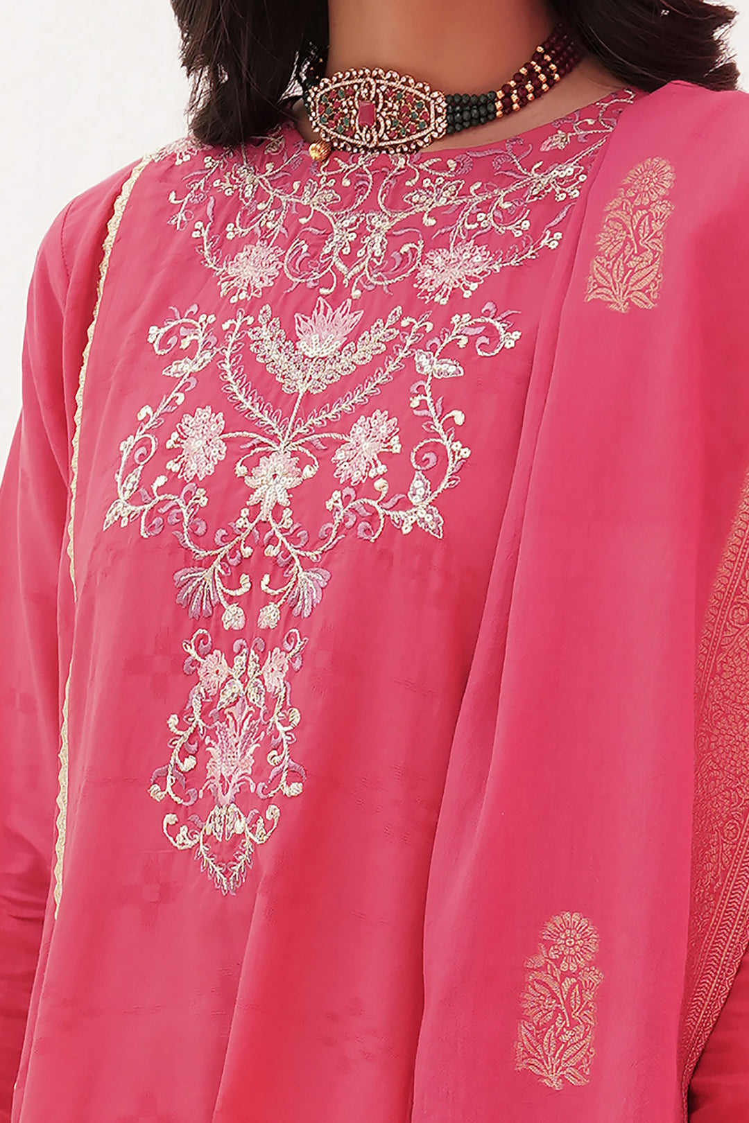 Zellbury | Unstitched 3 Piece Lawn | Embroidered Shirt Shalwar Dupatta - 0351 - House Of Zarish