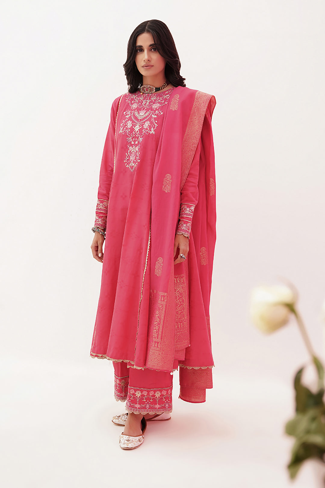 Zellbury | Unstitched 3 Piece Lawn | Embroidered Shirt Shalwar Dupatta - 0351 - House Of Zarish
