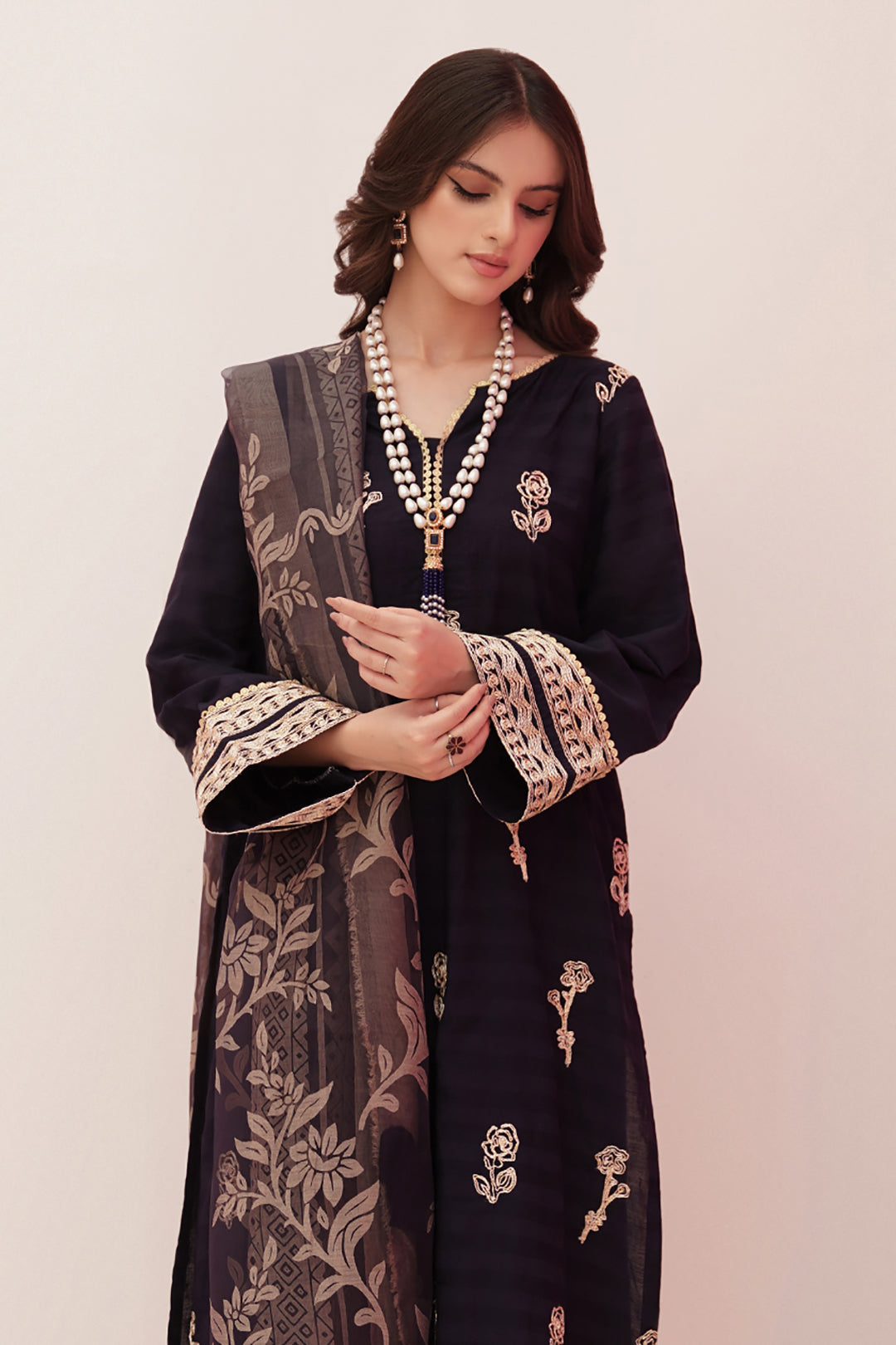 Zellbury | Unstitched 3 Piece Lawn | Embroidered Shirt Shalwar Dupatta - 0355 - House Of Zarish