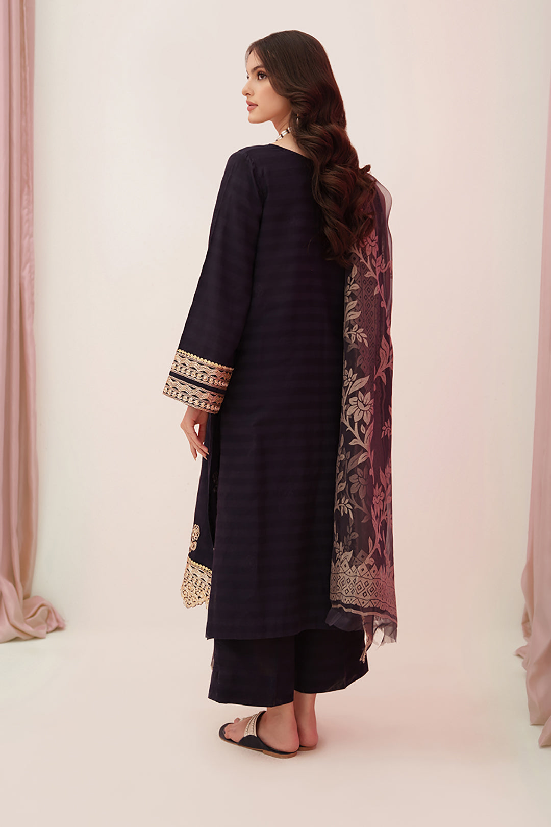 Zellbury | Unstitched 3 Piece Lawn | Embroidered Shirt Shalwar Dupatta - 0355 - House Of Zarish