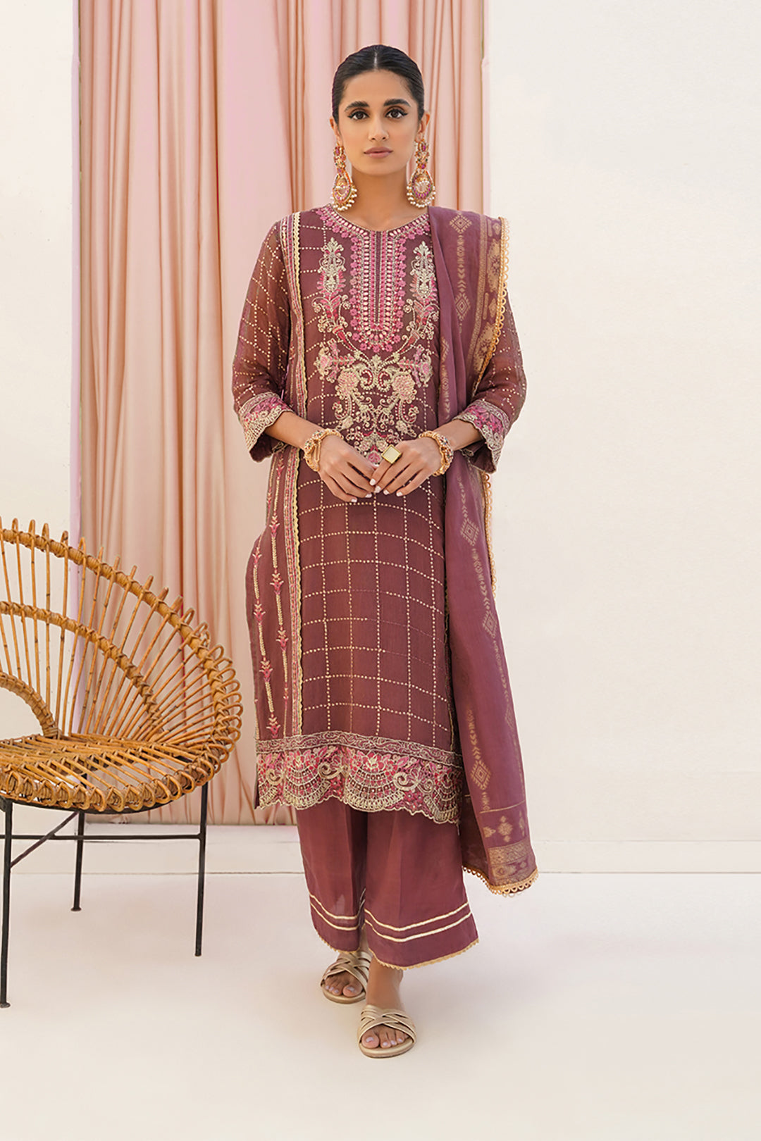 Zellbury | Unstitched 3 Piece Khaddi | Embroidered Shirt Shalwar Dupatta - 0356 - House Of Zarish