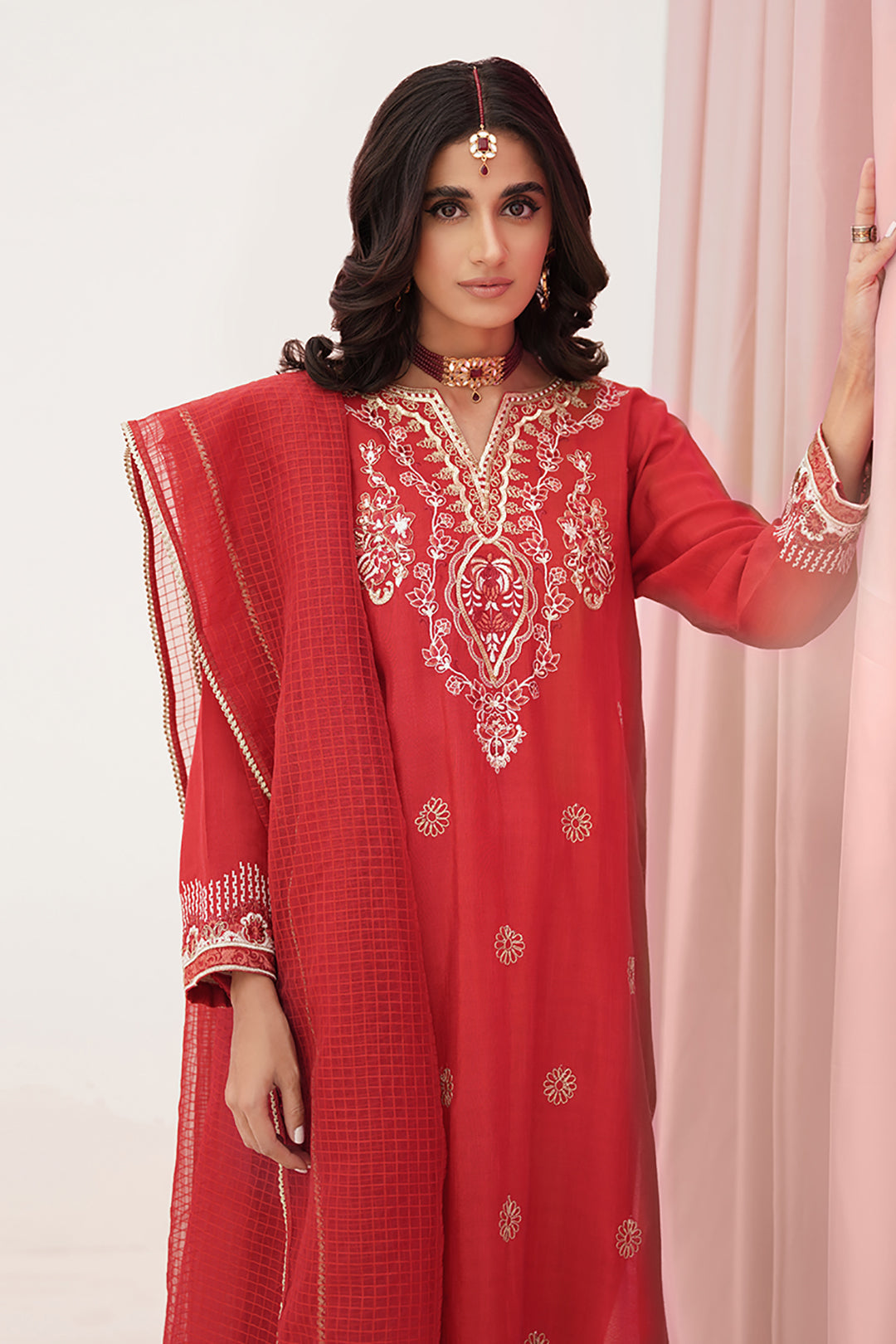 Zellbury | Unstitched 3 Piece Raw Silk | Embroidered Shirt Shalwar Dupatta - 0358 - Libasekhas