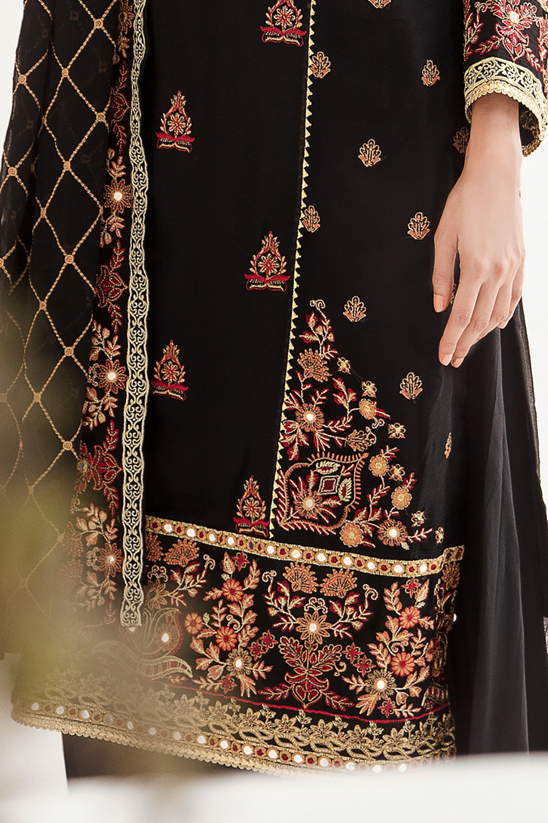 Zellbury | Unstitched 3 Piece Chiffon | Embroidered Shirt Shalwar Dupatta - 0293 - House Of Zarish