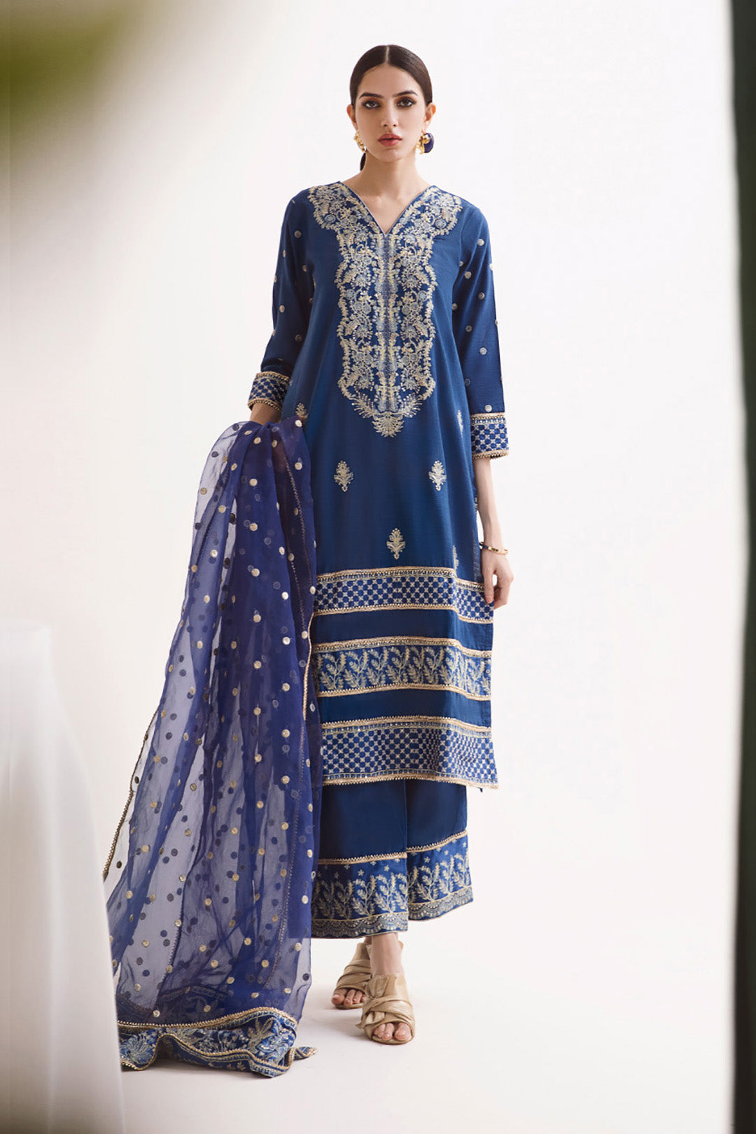 Zellbury | Unstitched 3 Piece Khaddar | Embroidered Shirt Shalwar Dupatta - 0295 - House Of Zarish