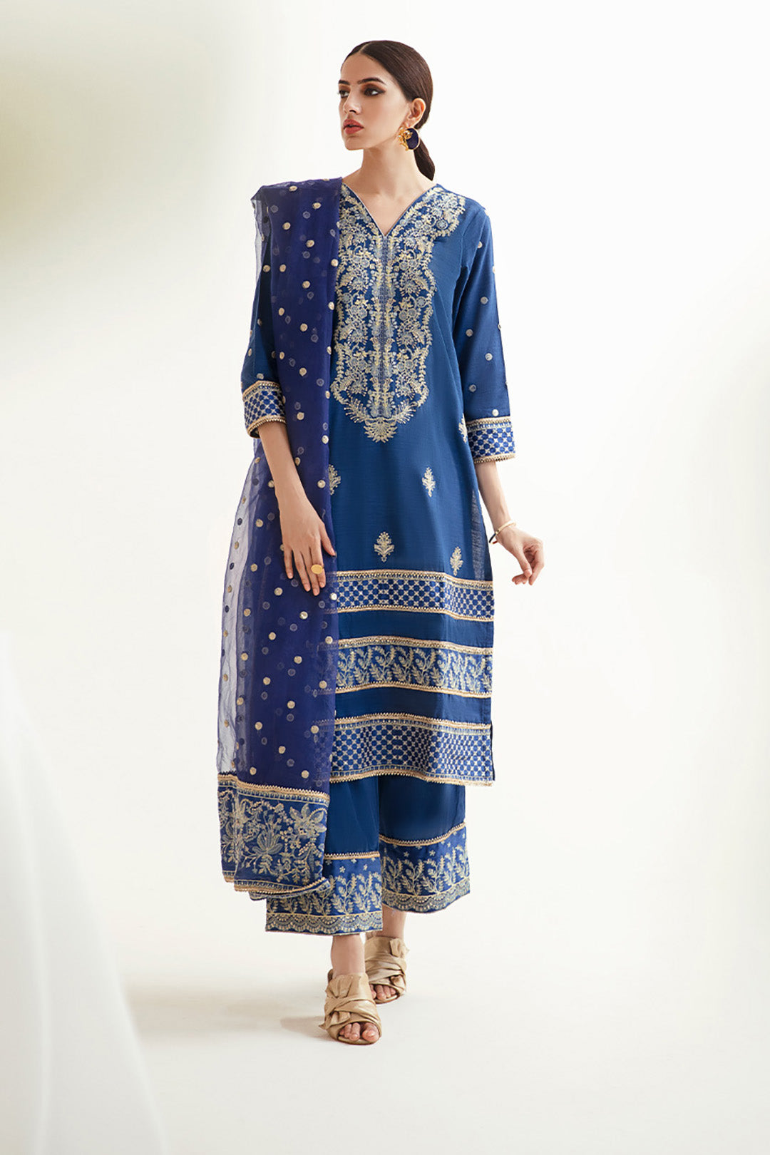 Zellbury | Unstitched 3 Piece Khaddar | Embroidered Shirt Shalwar Dupatta - 0295 - Libasekhas