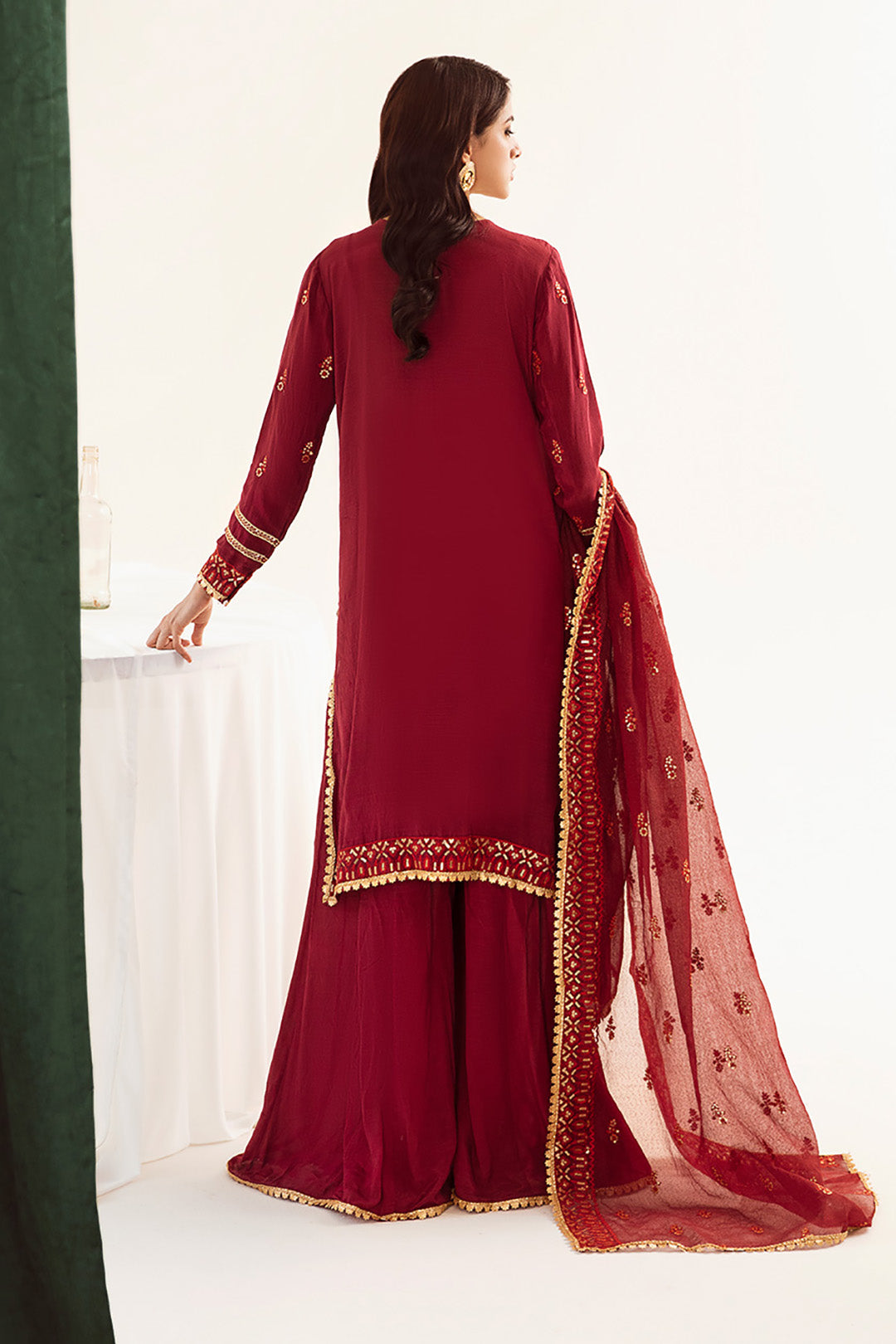 Zellbury | Unstitched 3 Piece Raw Silk | Embroidered Shirt Shalwar Dupatta - 0297 - Libasekhas