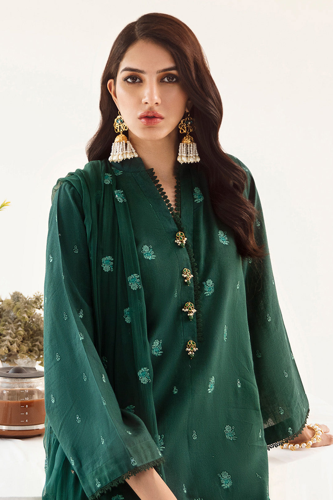 Zellbury | Unstitched 3 Piece Khaddar | Embroidered Shirt Shalwar Dupatta - 0302 - House Of Zarish