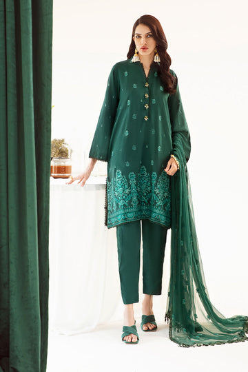 Zellbury | Unstitched 3 Piece Khaddar | Embroidered Shirt Shalwar Dupatta - 0302 - House Of Zarish