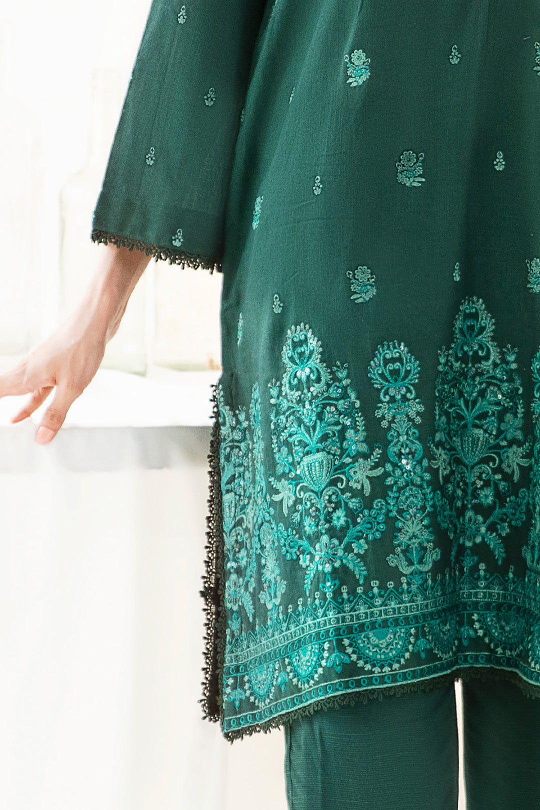 Zellbury | Unstitched 3 Piece Khaddar | Embroidered Shirt Shalwar Dupatta - 0302 - House Of Zarish