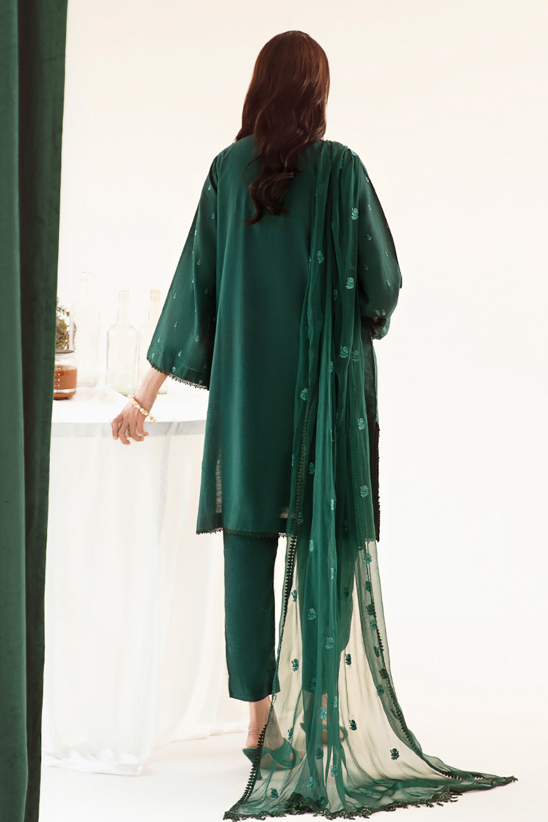 Zellbury | Unstitched 3 Piece Khaddar | Embroidered Shirt Shalwar Dupatta - 0302 - House Of Zarish