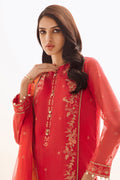 Zellbury | Unstitched 3 Piece Organza | Embroidered Shirt Shalwar Dupatta - 0303 - Libasekhas