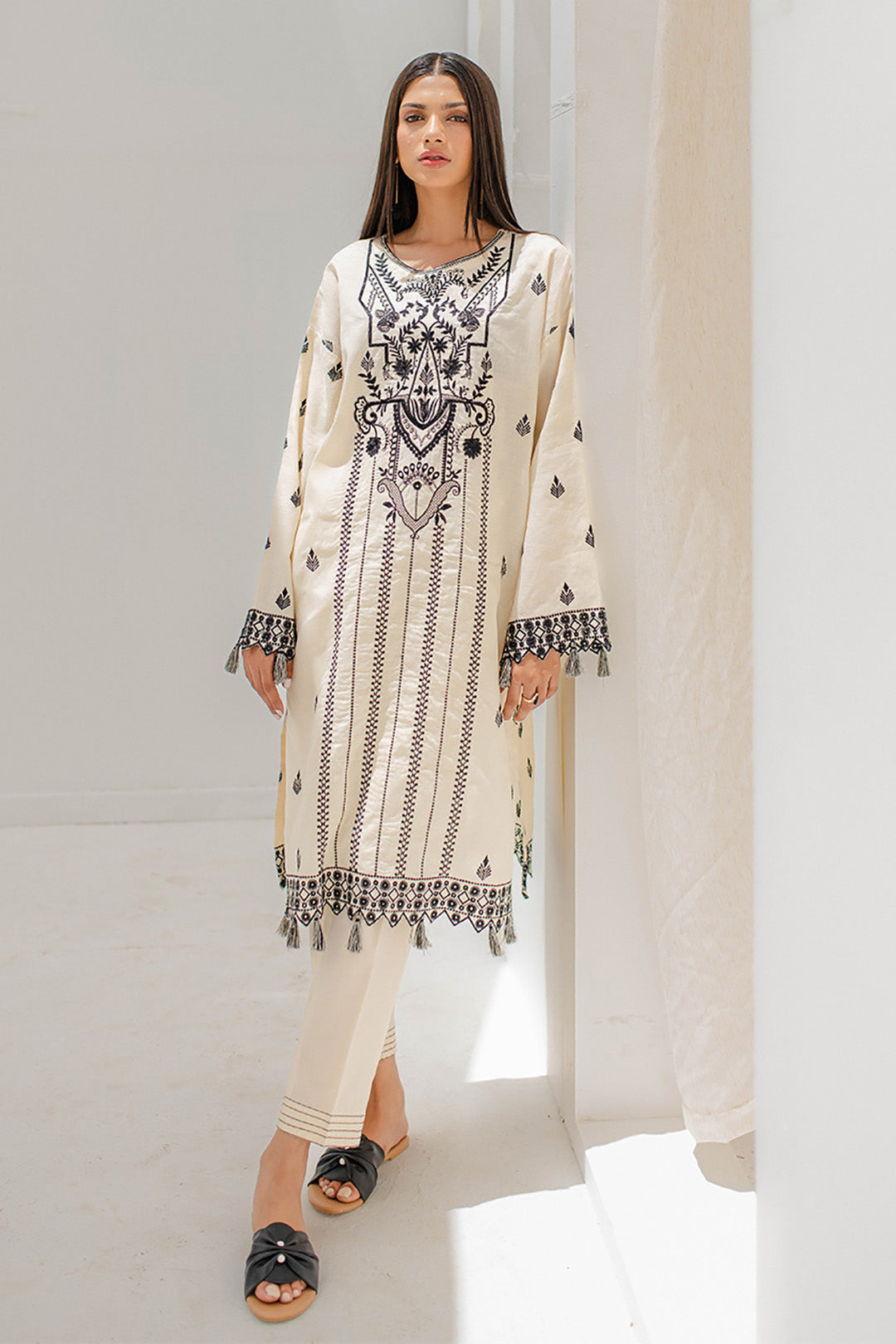 Zellbury | Unstitched 2 Piece Jacquard | Embroidered Shirt Shalwar - 0657 - House Of Zarish