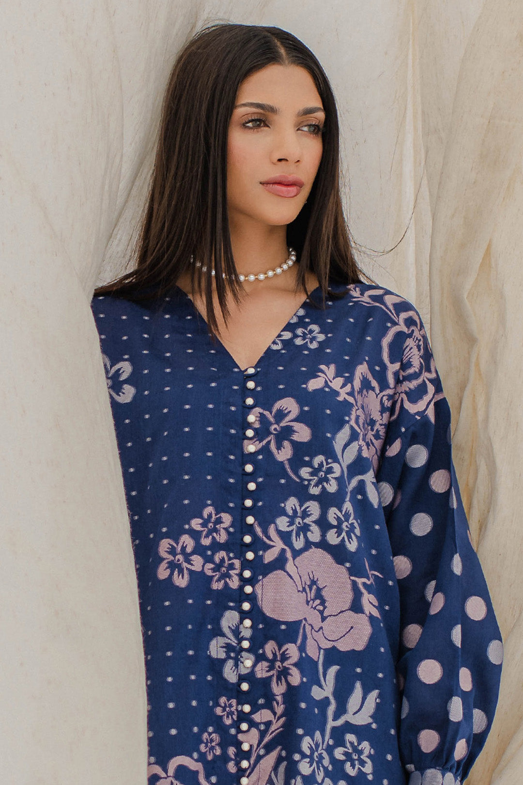 Zellbury | Unstitched 2 Piece Blue | Embroidered Shirt Shalwar - 0672 - House Of Zarish
