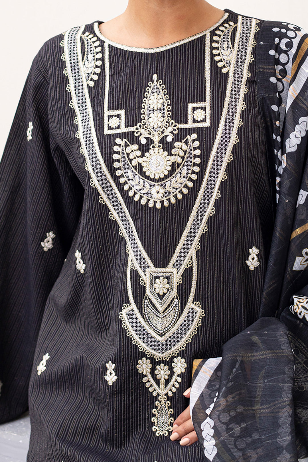 Zellbury | Unstitched 3 Piece Lawn | Embroidered Shirt Shalwar Dupatta - 0190 - Libasekhas
